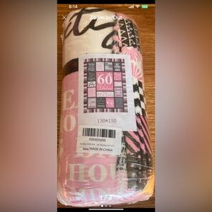 Pink and Black 60th Birthday Blanket - 60x 50 inches